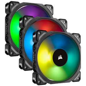 CORSAIR ML120 PRO RGB LED 120MM PWM PREMIUM MAGNETIC LEVITATION FAN (3 FANS PACK WITH LIGHTING NODE PRO) *พัดลม