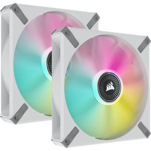 CORSAIR ICUE ML140 RGB ELITE 140MM DUAL PACK WHITE WITH LIGHTING NODE CORE *พัดลม