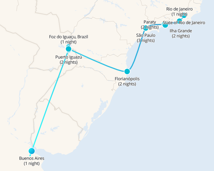 Pase de viaje de Buenos Aires a Río de Janeiro (vía Iguazú y Florianópolis) 15 días 15 días - 1