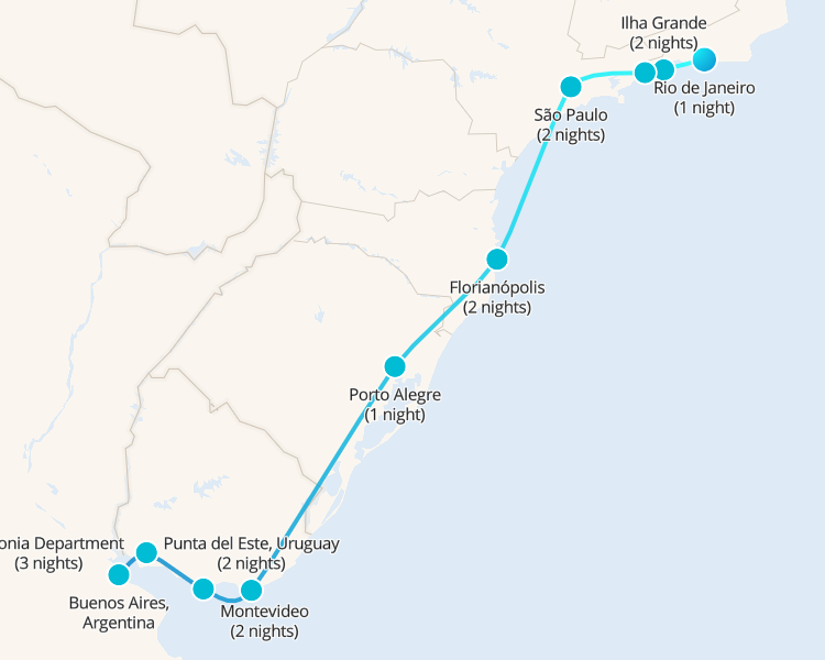 Pase de viaje de Río de Janeiro a Buenos Aires (vía Uruguay) 18 días 18 días - 1