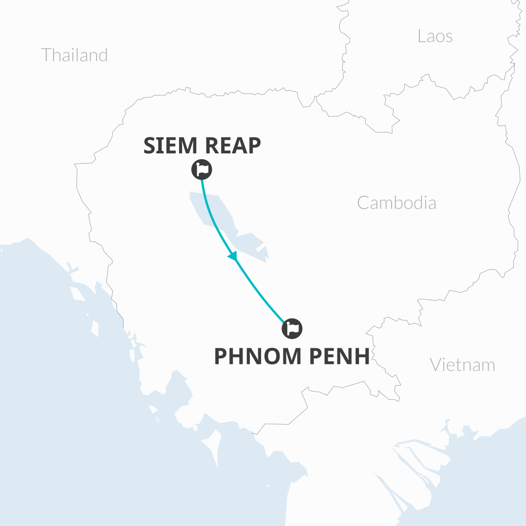 tourhub | Bamba Travel | Angkor Wat Adventure 5D/4N (Siem Reap to Phnom Penh) | Tour Map