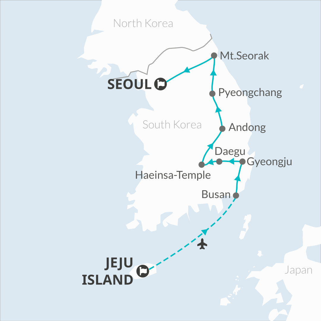 tourhub | Bamba Travel | South Korea Eastern Conquest 7D/6N | Tour Map