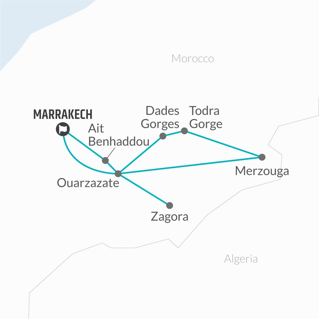 tourhub | Bamba Travel | Zagora & Merzouga Desert Private Adventure 4D/3N | Tour Map