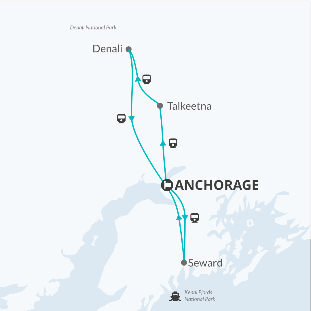 tourhub | Bamba Travel | Alaska Glaciers and Wildlife 8D/7N (From Archorage) | Tour Map