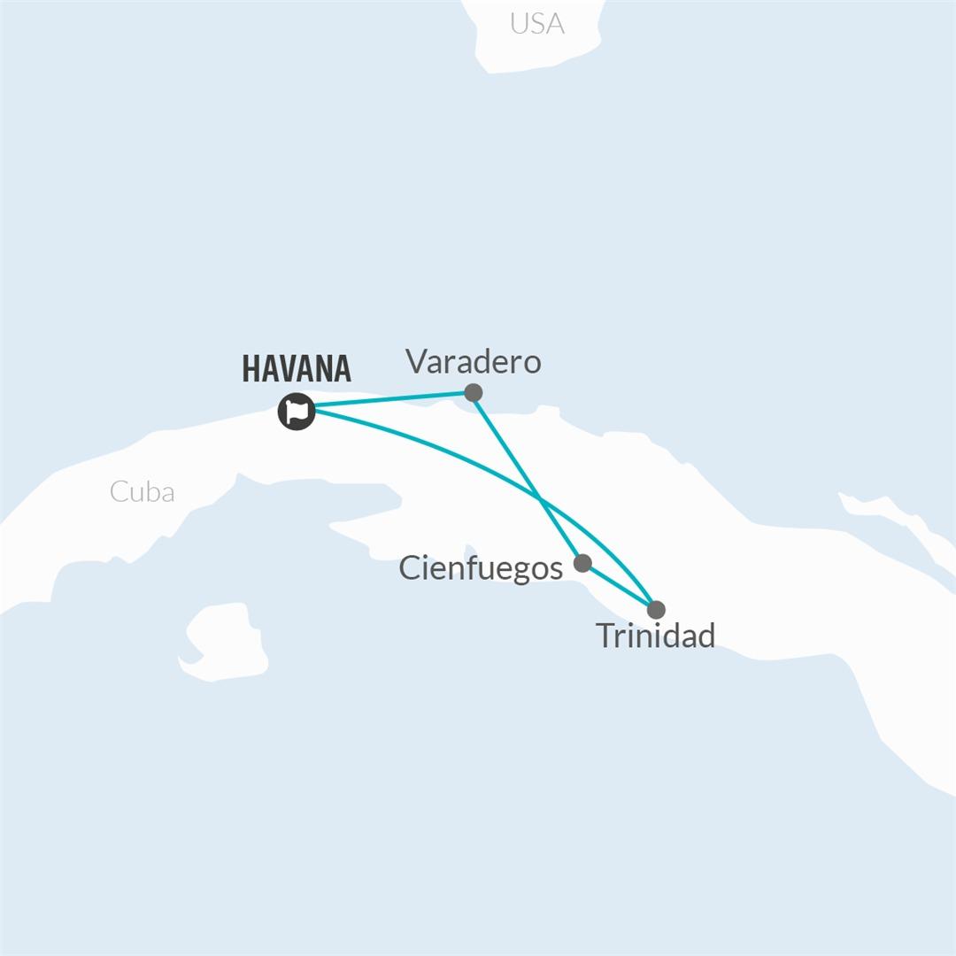 tourhub | Bamba Travel | Bailando Cuba Homestay Experience 8D/7N | Tour Map