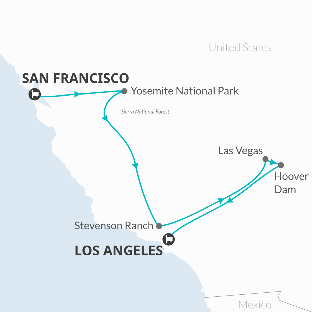 tourhub | Bamba Travel | Wild West 4D/3N (from San Francisco) | Tour Map