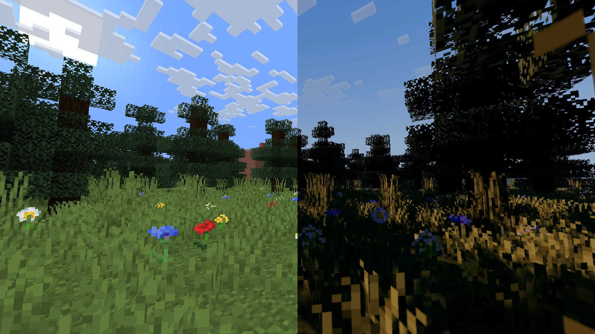 shader ON/OFF comparison