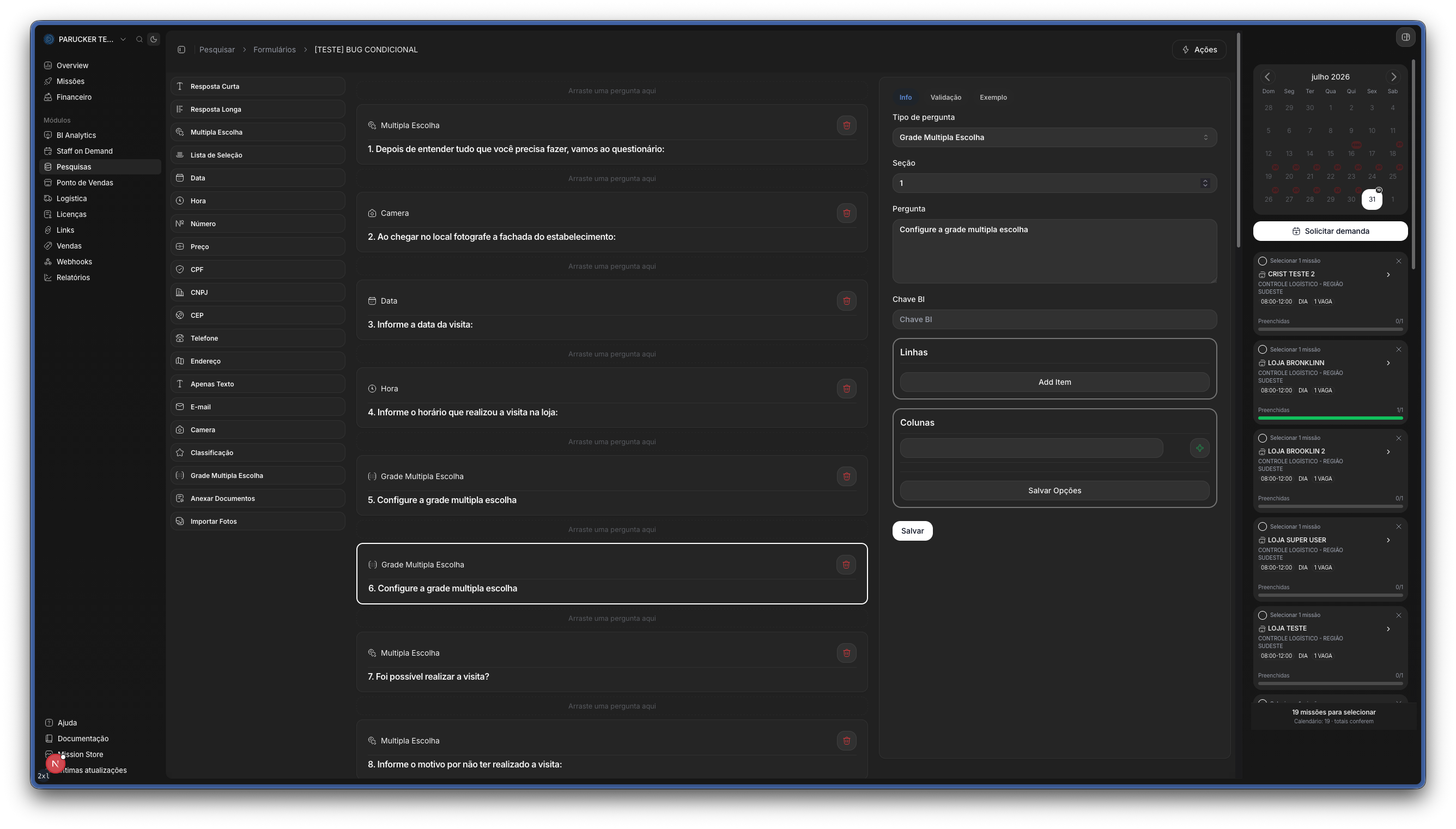 Editor de formulários