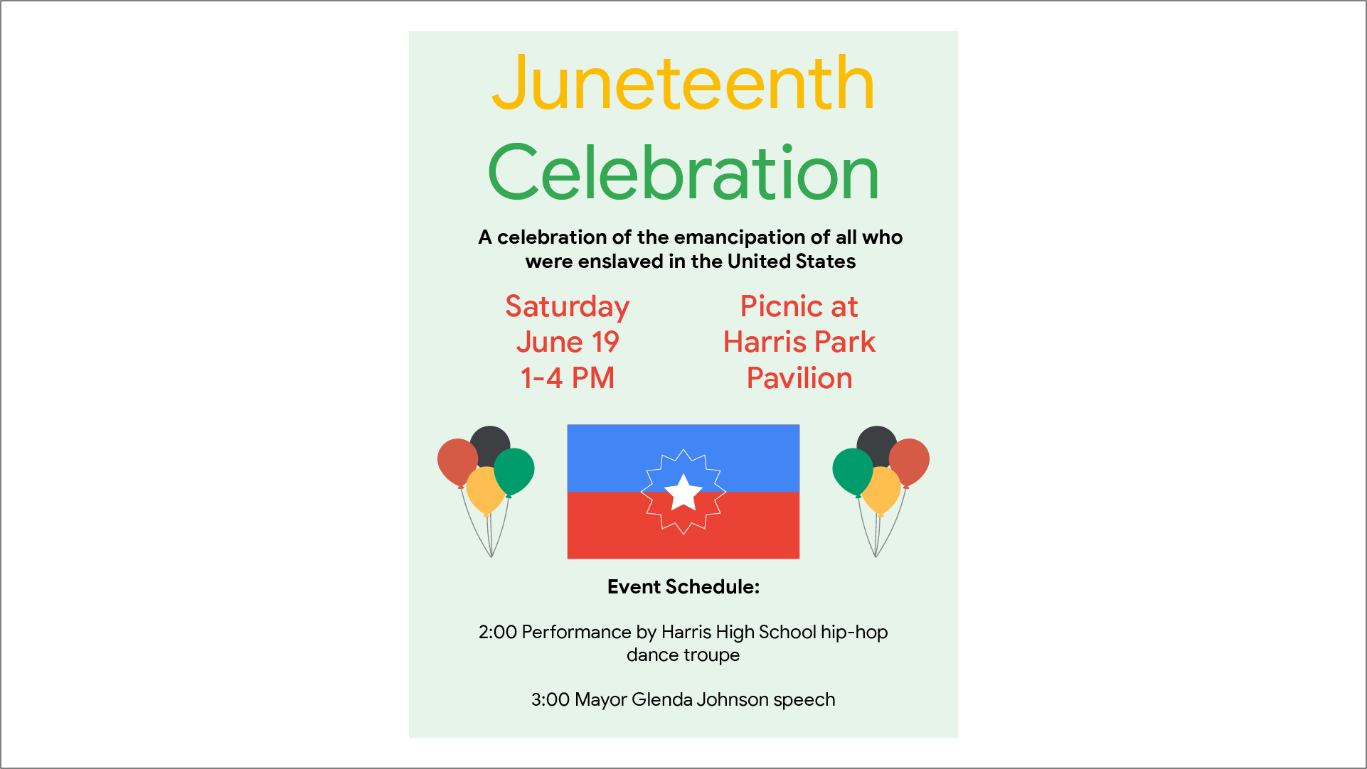 Create A Flyer For A Juneteenth Celebration Applied Digital Skills