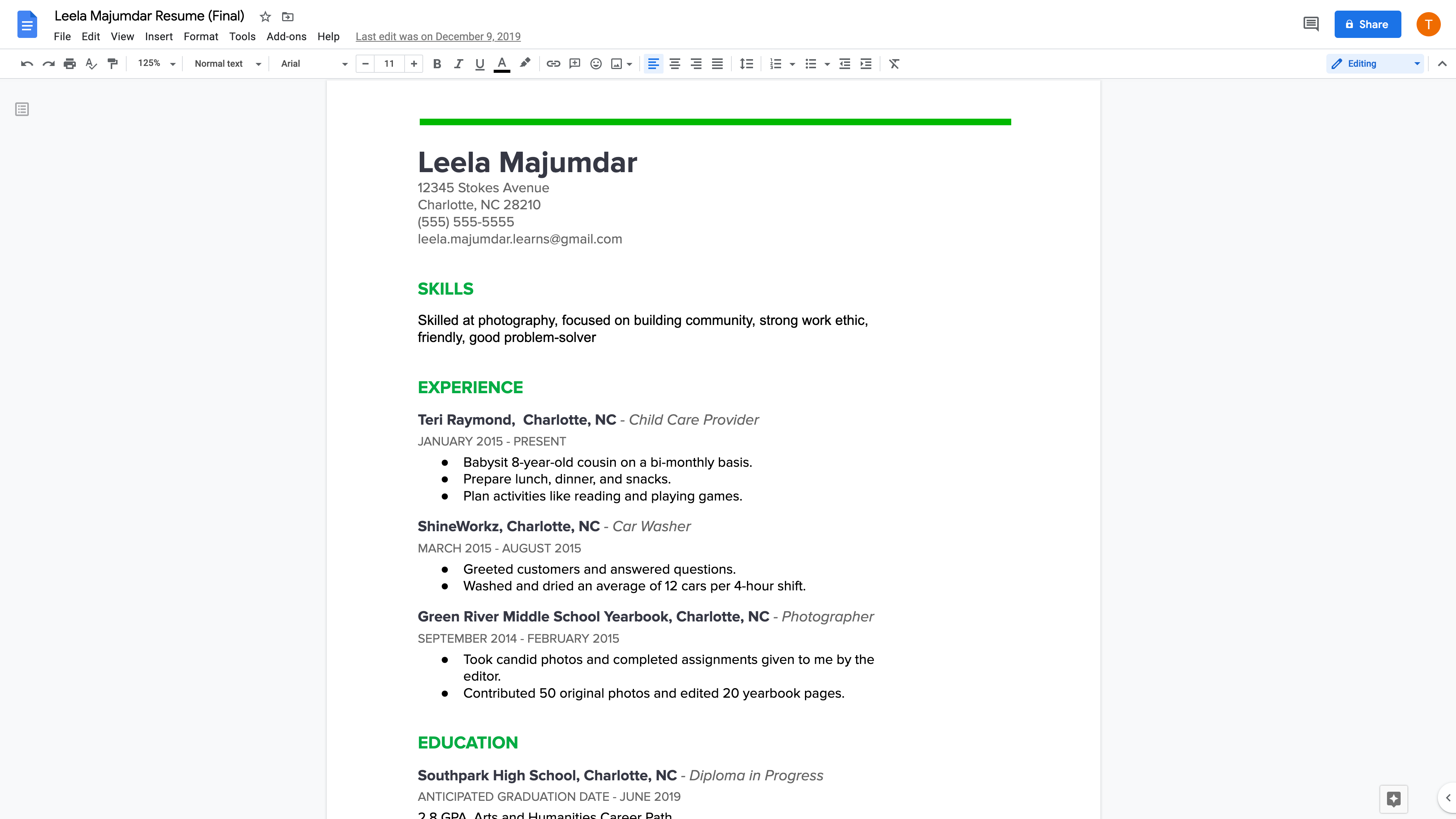 google cv creator