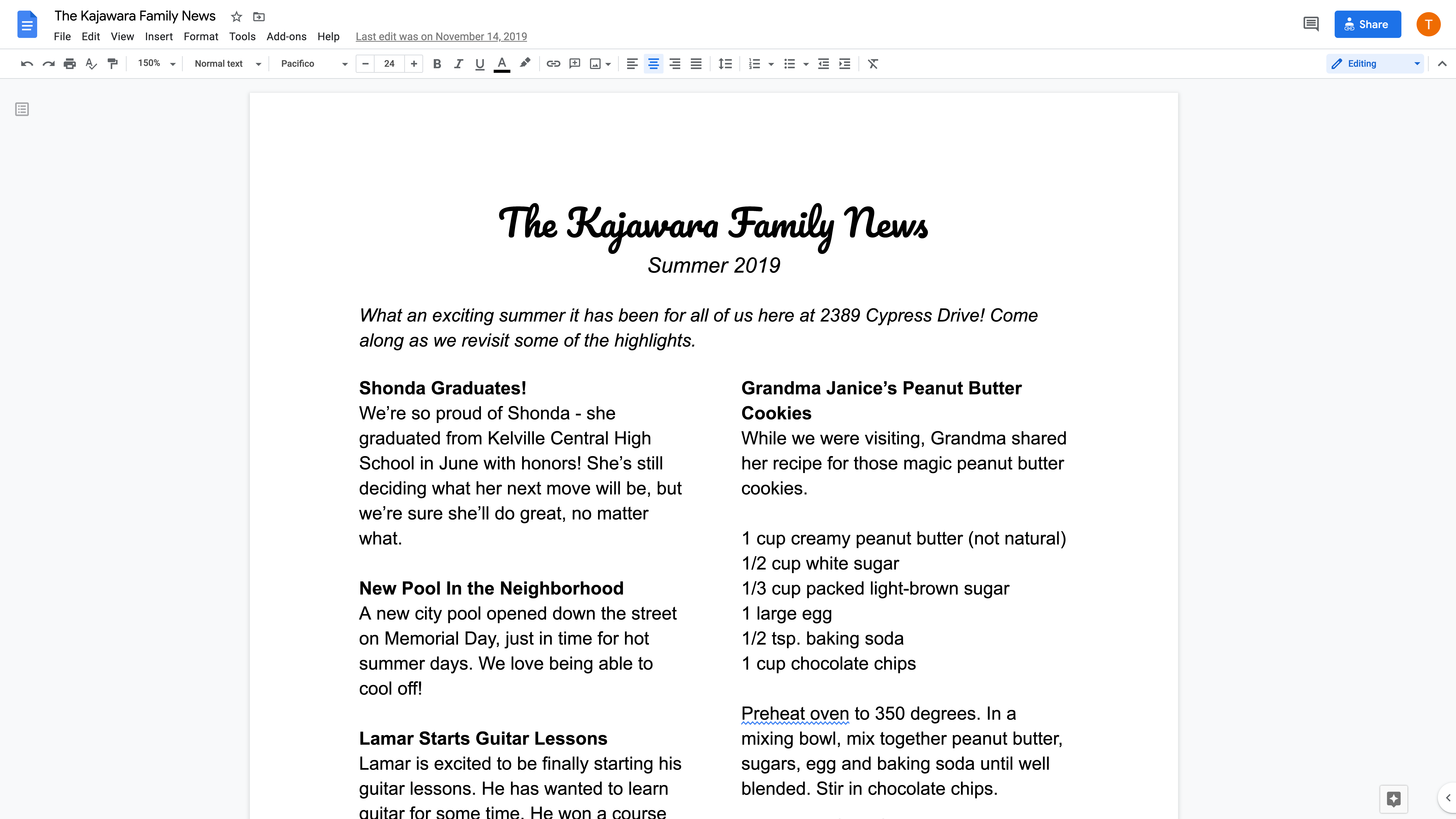 Make A Family Newsletter Applied Digital Skills