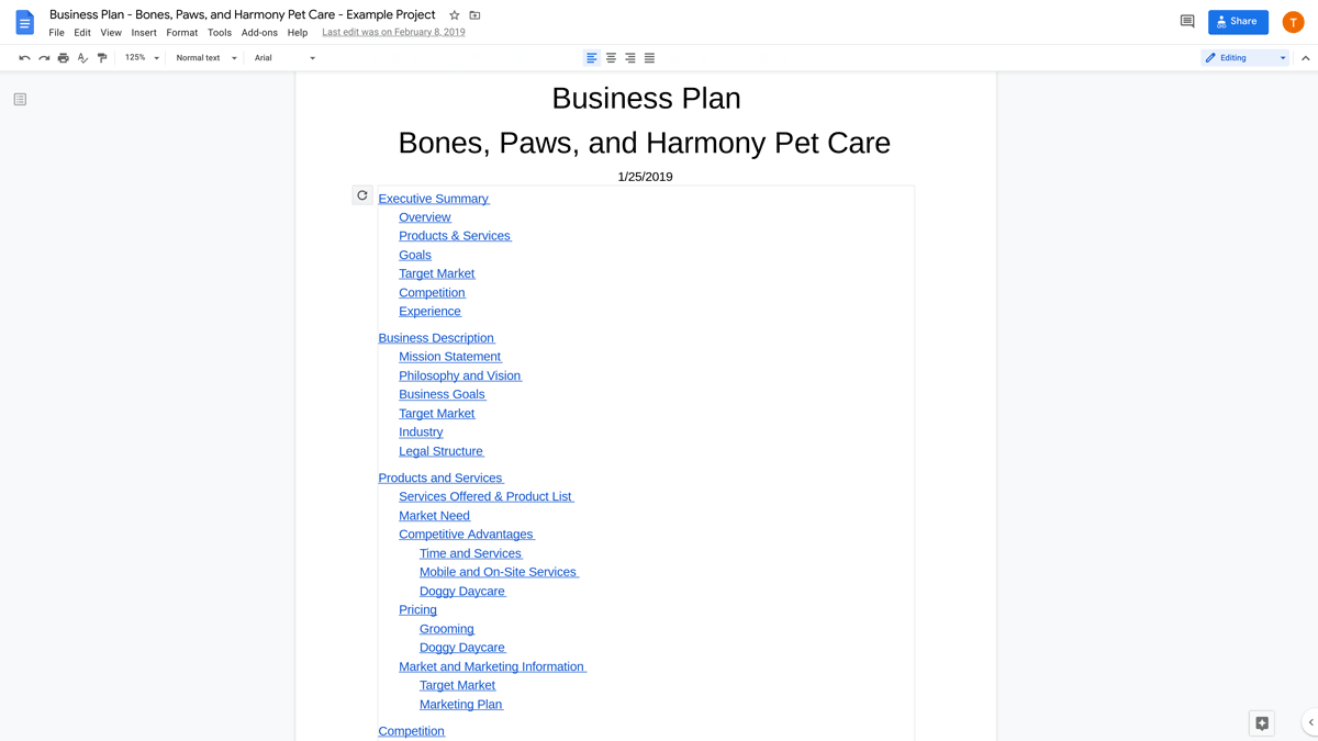 business plan class activity