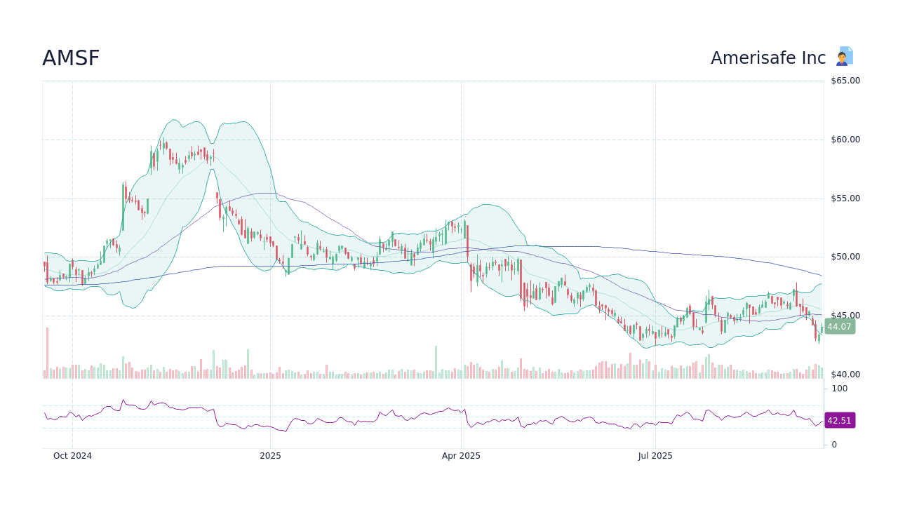 AMSF Stock Price - Amerisafe Inc Stock Candlestick Chart - StockScan