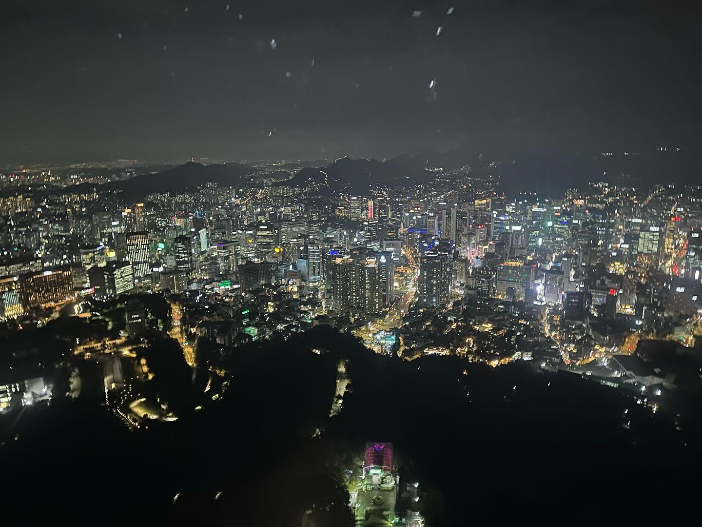 View of Seoul at night from the top of N Seoul Tower