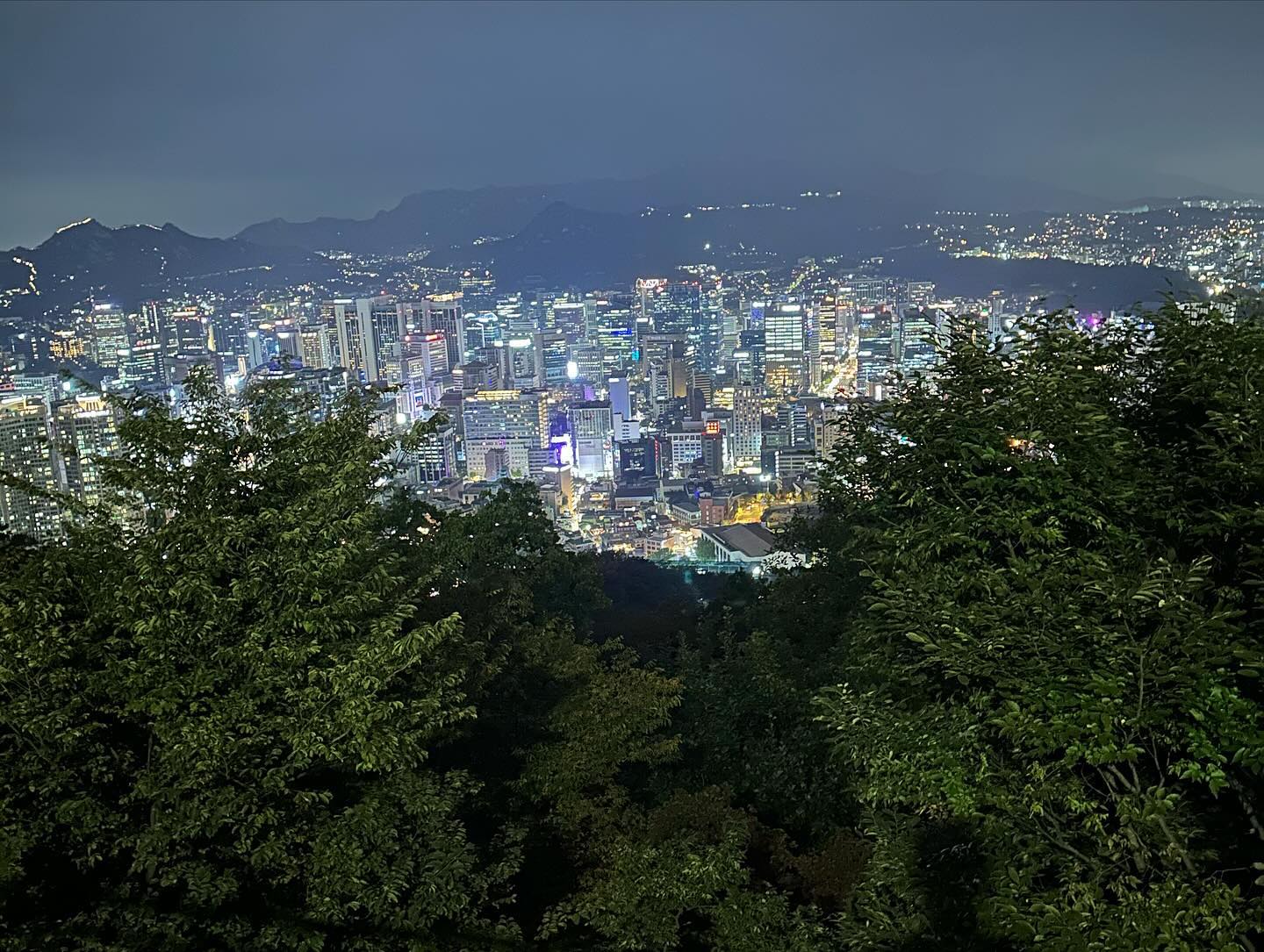 View of Seoul from the top of Namsan Mountain where the N Seoul Tower is located, the way back I did by bus at least