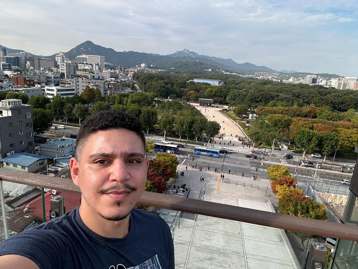 View of Seoul from the top of Makercity Sewoon, Jongmyo in the background.