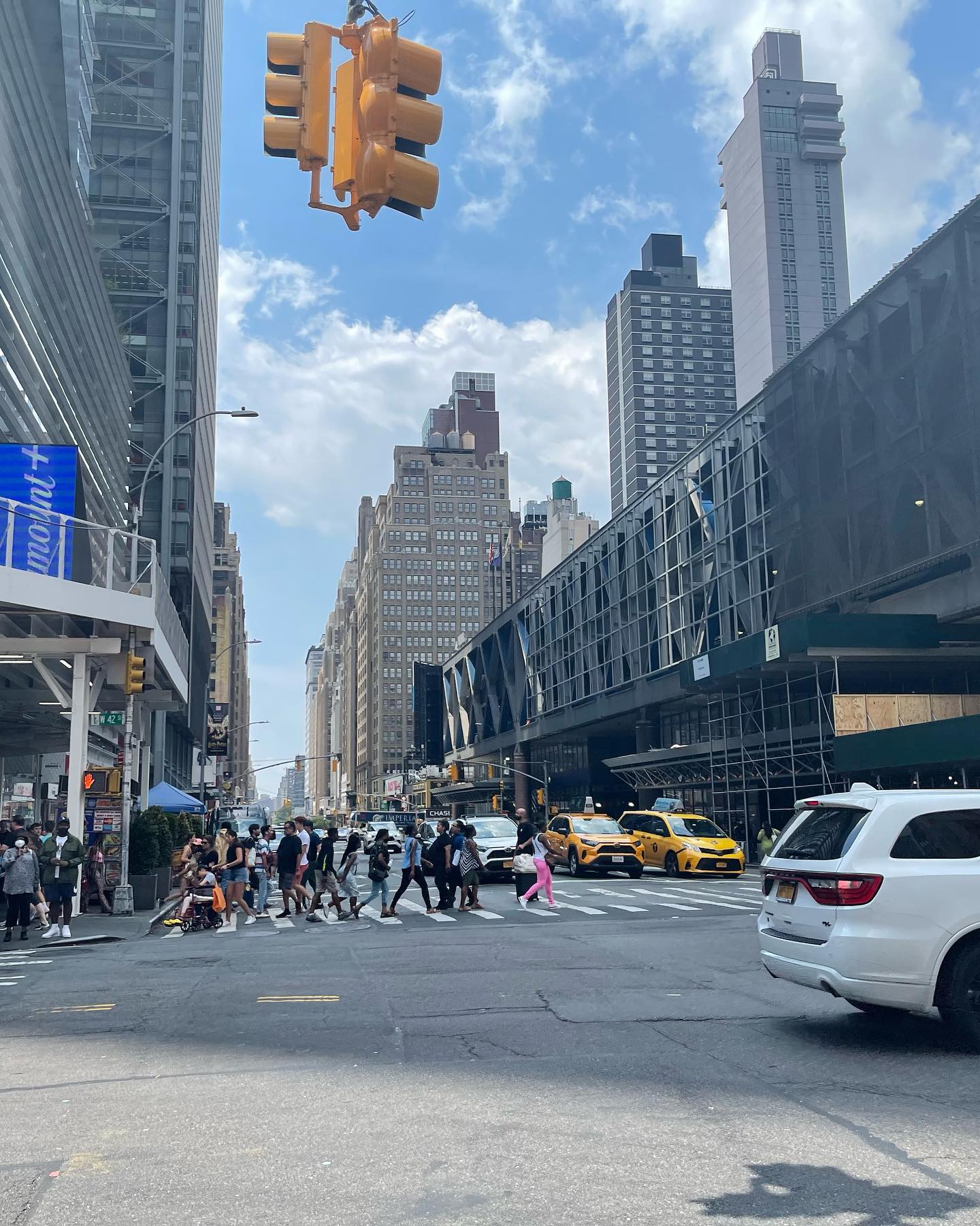 Arriving in Manhattan for the first time, impressed by the size of the buildings