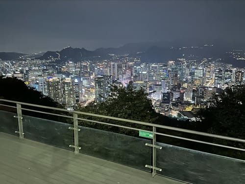 View of Seoul from the top of Namsan Mountain where the N Seoul Tower is located, the way back I did by bus at least