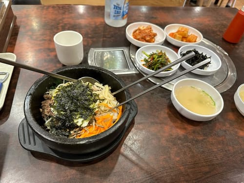 A real Korean bibimbap, restaurant name is 오비낙원호프