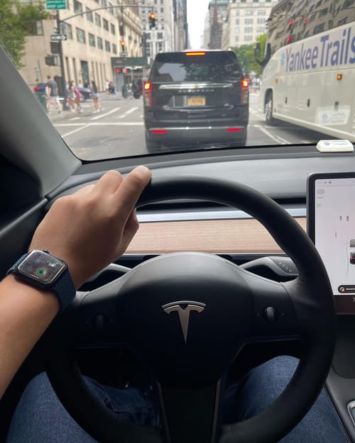Driving a Tesla for the first time and also driving outside of Brazil for the first time, pretty much the entire Long Island from Manhattan to East Hampton