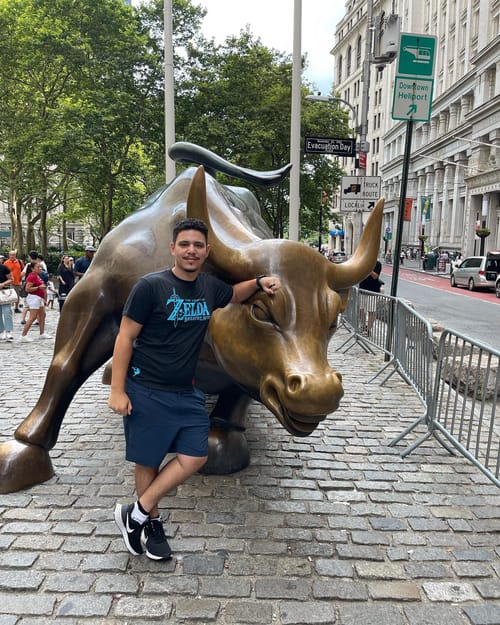 Wall Street bull, they say that getting your hands on his testicles brings luck, prosperity and money in life hahaha