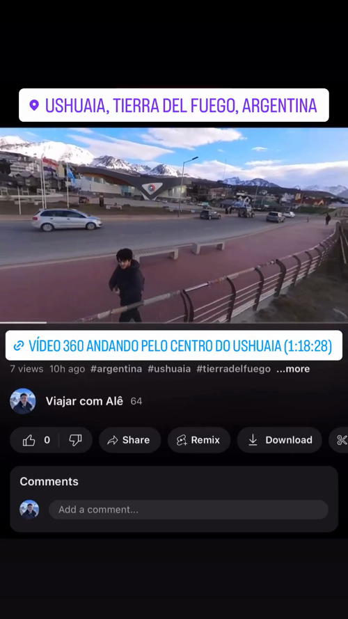 360 video walking through the center of Ushuaia