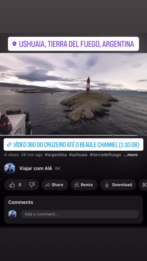 Vídeo 360 do cruzeiro até o Beagle Channel