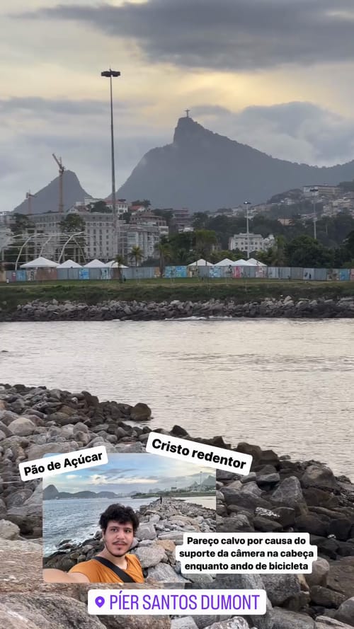 I look bald because of the camera mount on my head while cycling - Pão de Açúcar - Cristo Redentor