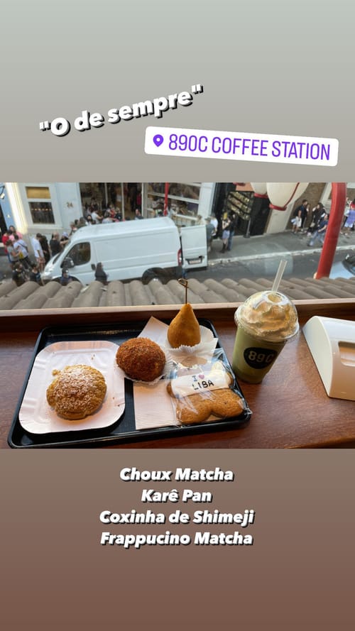 "The usual" Choux Matcha - Karê Pan - Shimeji Coxinha - Frappucino Matcha