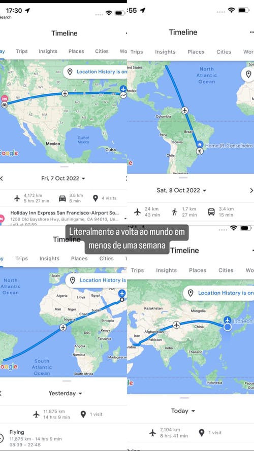 Literalmente a volta ao mundo em menos de uma semana