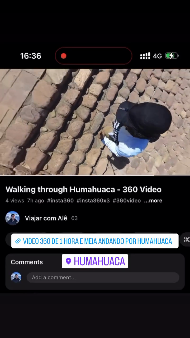 Vídeo 360 de 1 hora e meia andando por Humahuaca