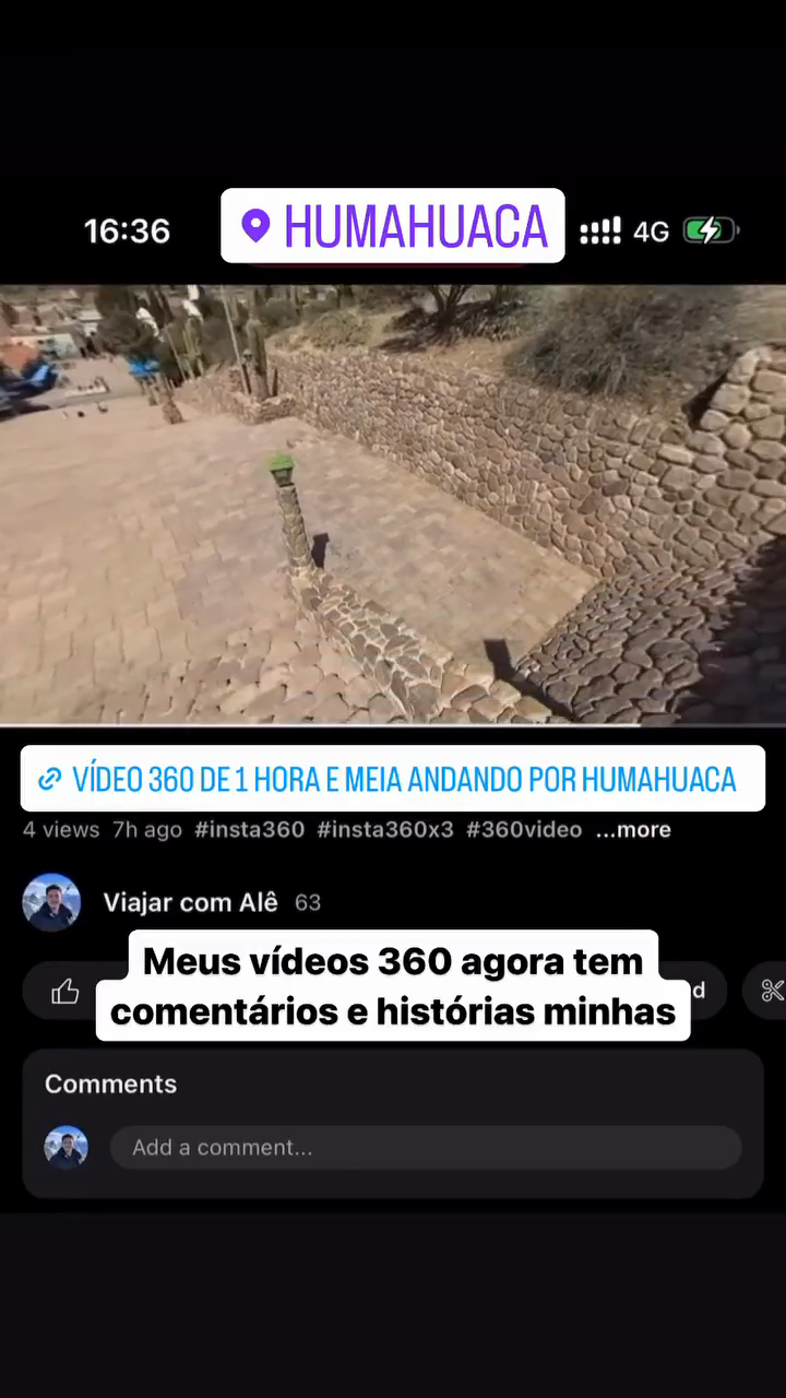 Meus vídeos 360 agora tem comentários e histórias minhas