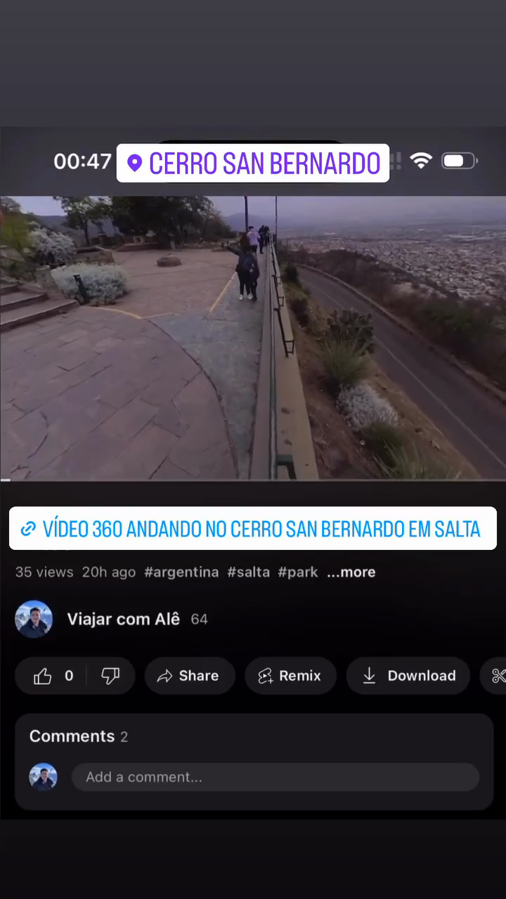 360 video walking on Cerro San Bernardo in Salta