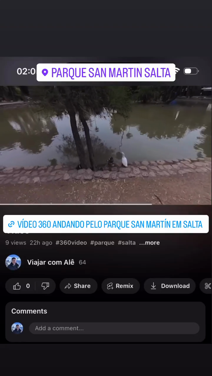 350 video walking through San Martín Park in Salta