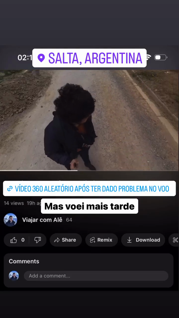 Vídeo 360 aleatório após ter dado problema no voo - Mas voei mais tarde