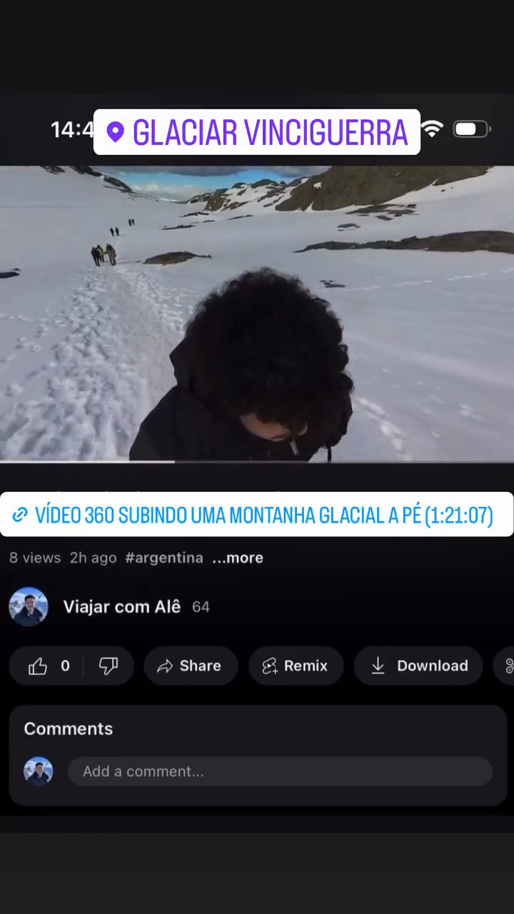 360 video climbing a glacial mountain on foot