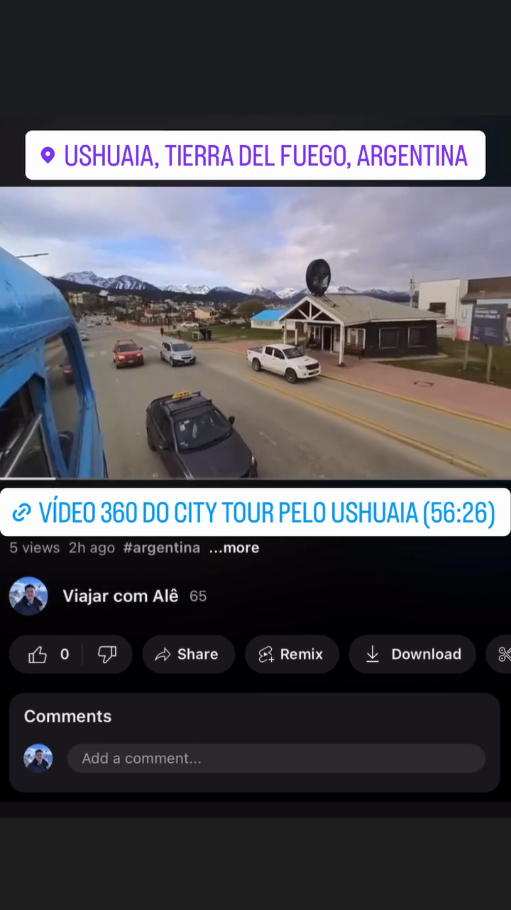 Vídeo 360 do city tour pelo Ushuaia