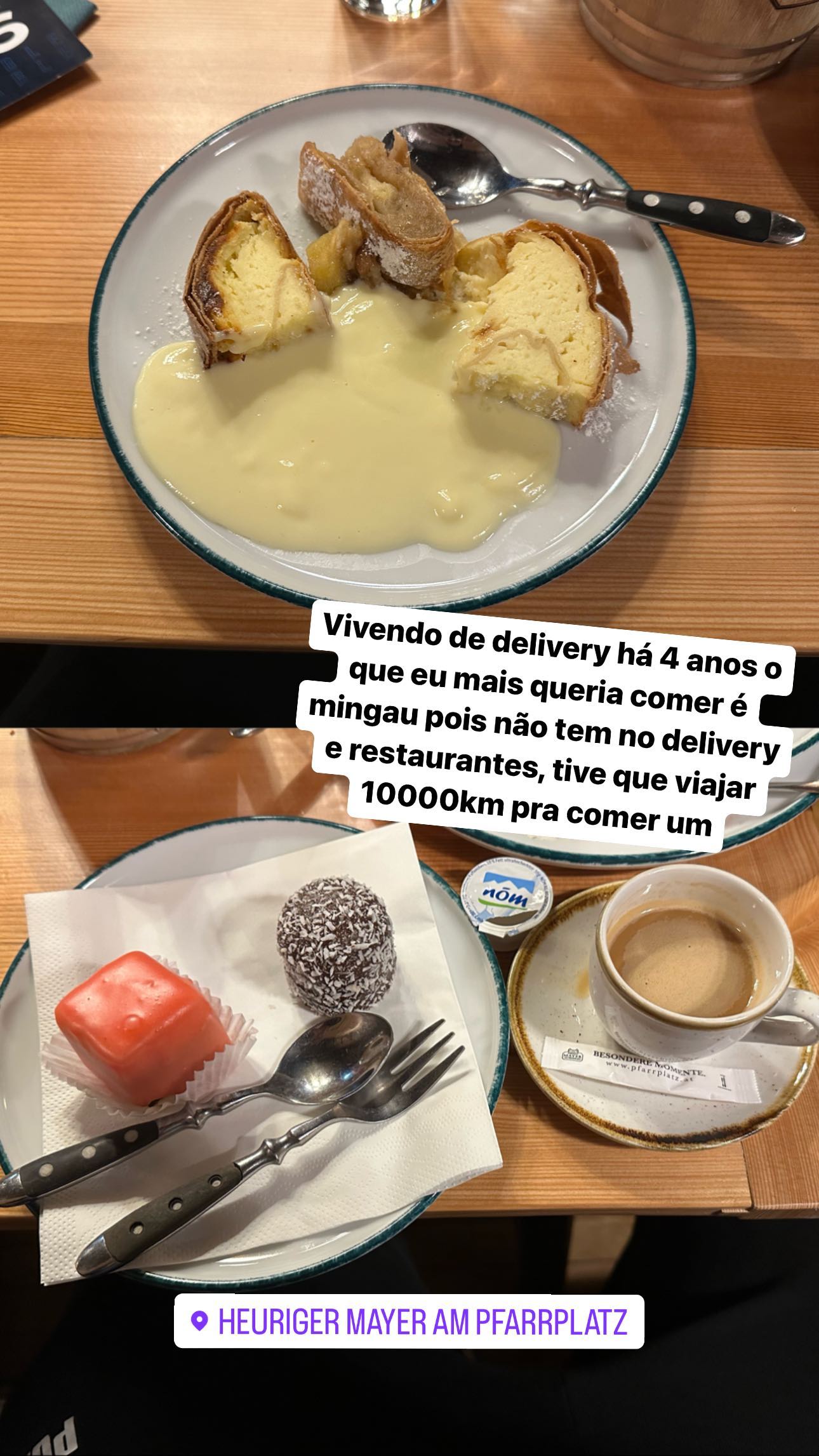 Vivendo de delivery há 4 anos o que eu mais queria comer é mingau pois não tem no delivery e restaurantes, tive que viajar 10000km pra comer um