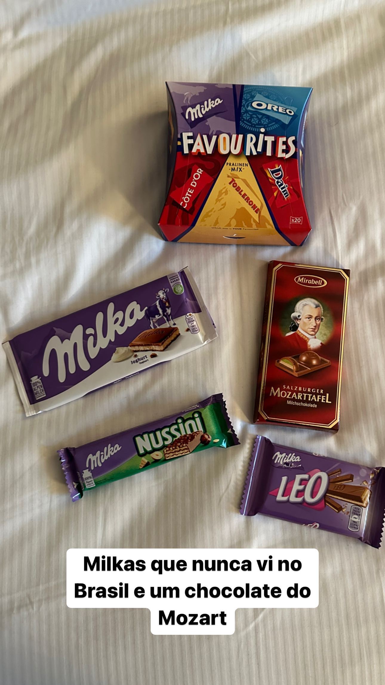 Milkas que nunca vi no Brasil e um chocolate do Mozart