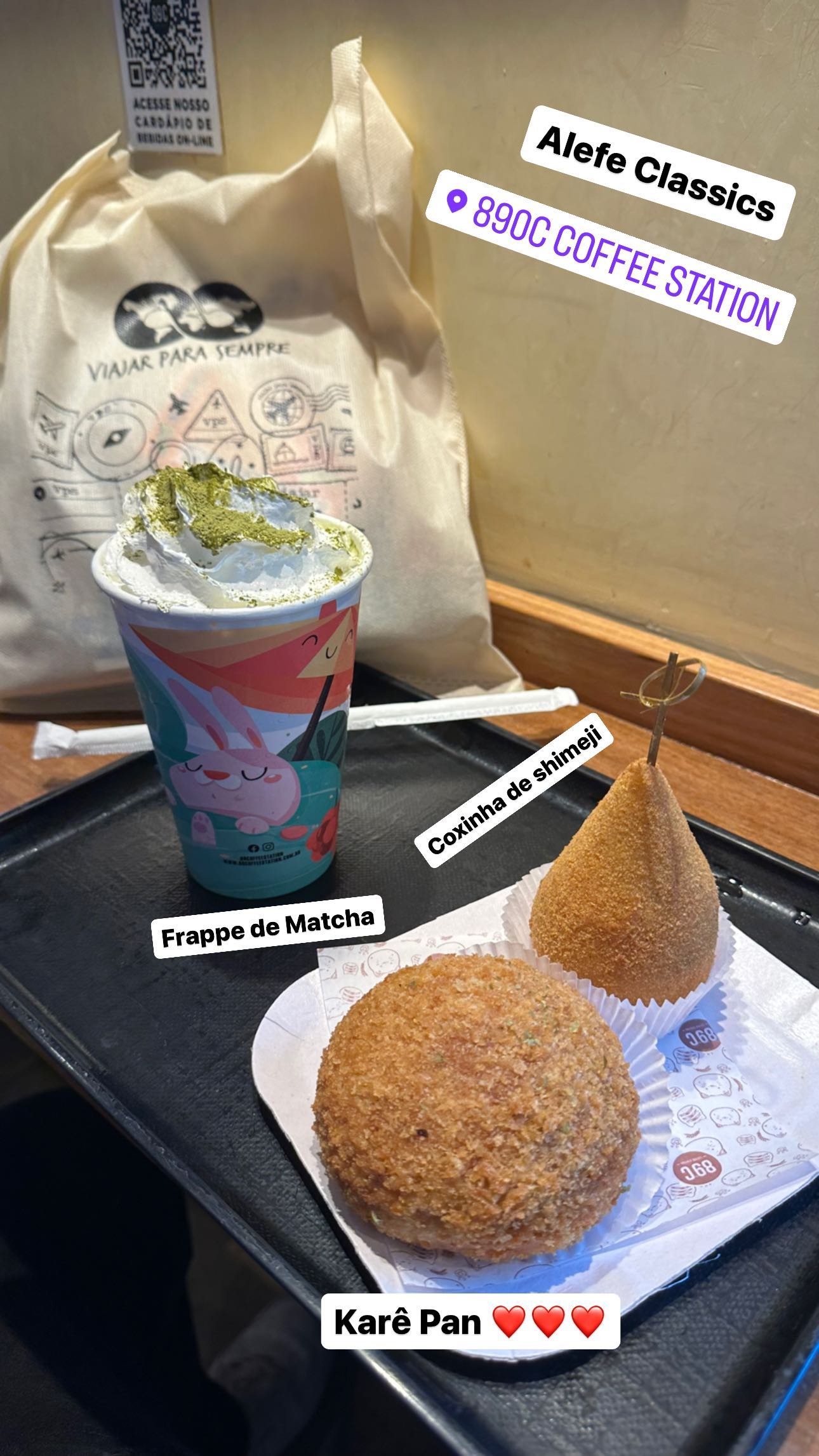 Alefe Classics - Frappe de Matcha - Coxinha de shimeji - Karê Pan ❤️❤️❤️