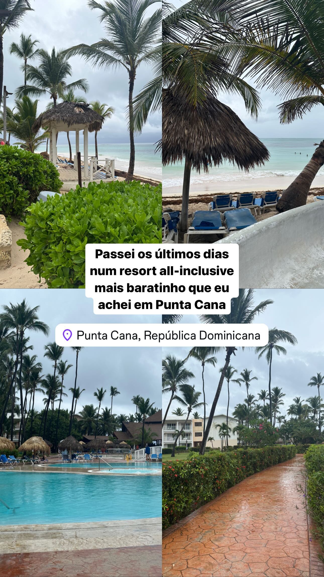 Passei os últimos dias num resort all-inclusive mais baratinho que eu
achei em Punta Cana