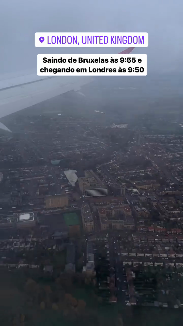 Saindo de Bruxelas às 9:55 e chegando em Londres às 9:50