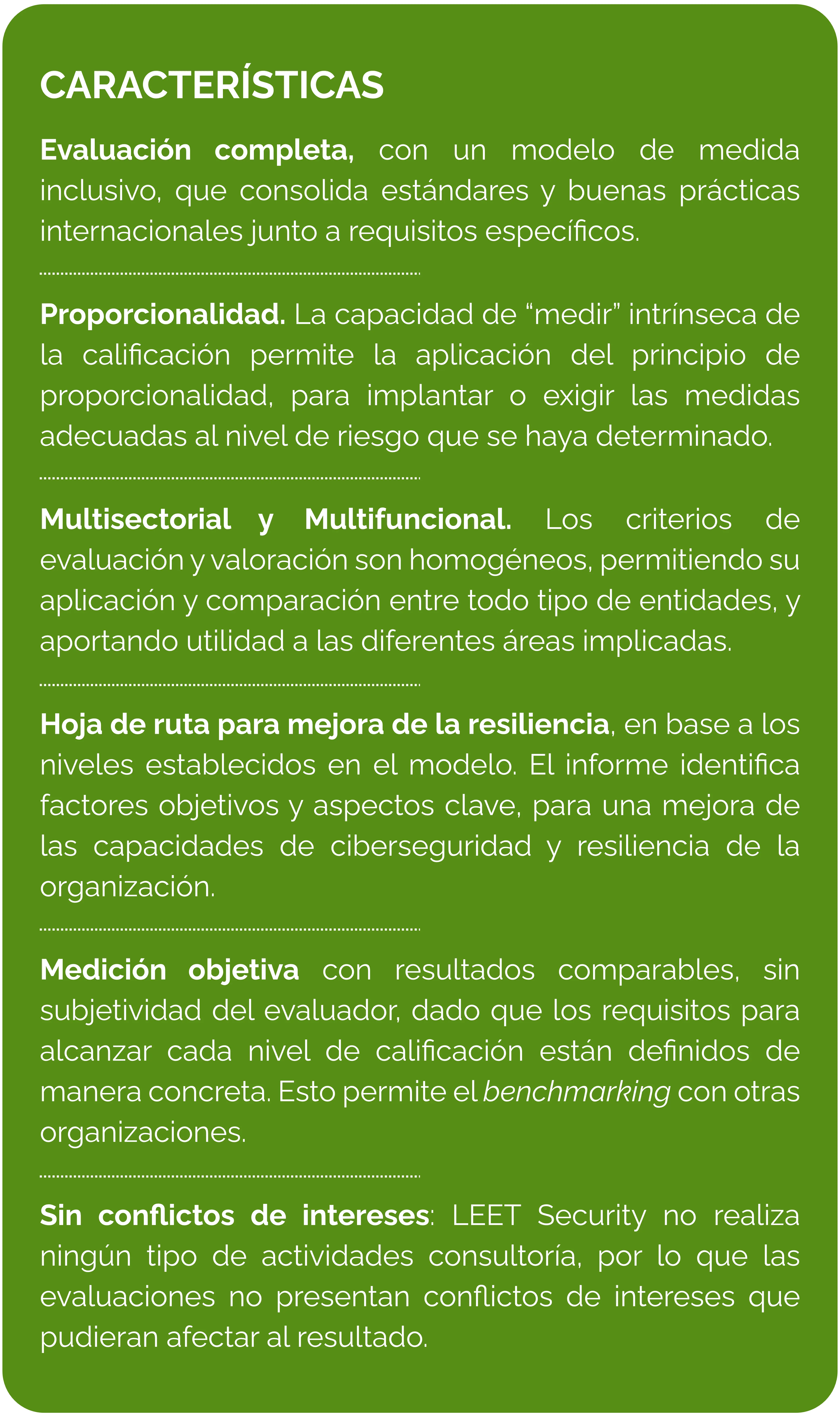 características de la calificación LEET