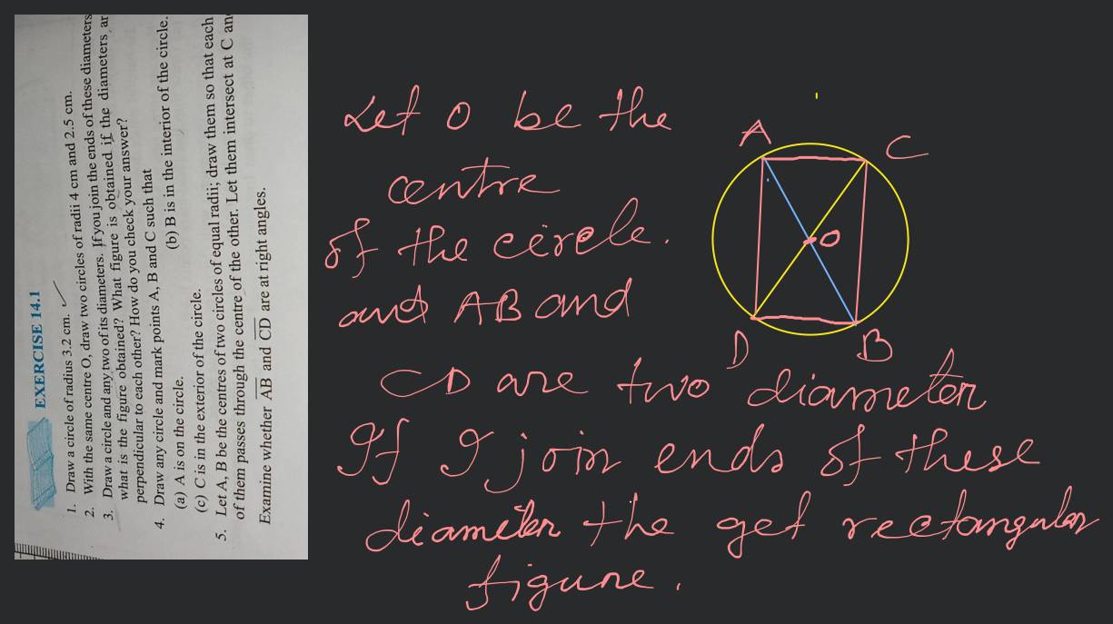 Draw any circle. Take any point A on it and construct tangent at A without  using the centre of the circle. - Brainly.in