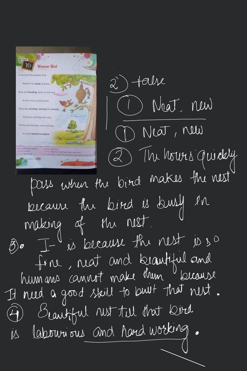 The weaver bird poem summary in Malayalam
