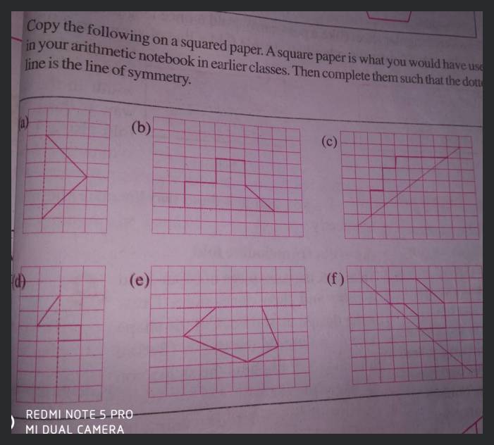 Copy the following on a squared paper. A square paper is what you would h..