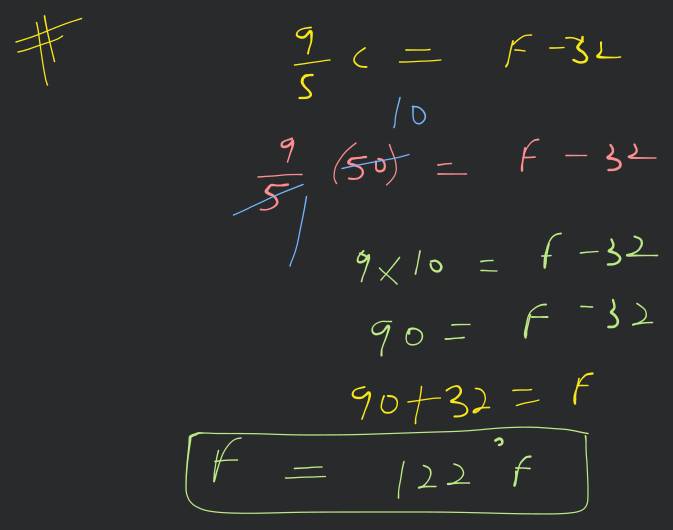 Erample 1. Convert 68∘F into Celsius scale. Solution. We know that, ∘C=(∘..