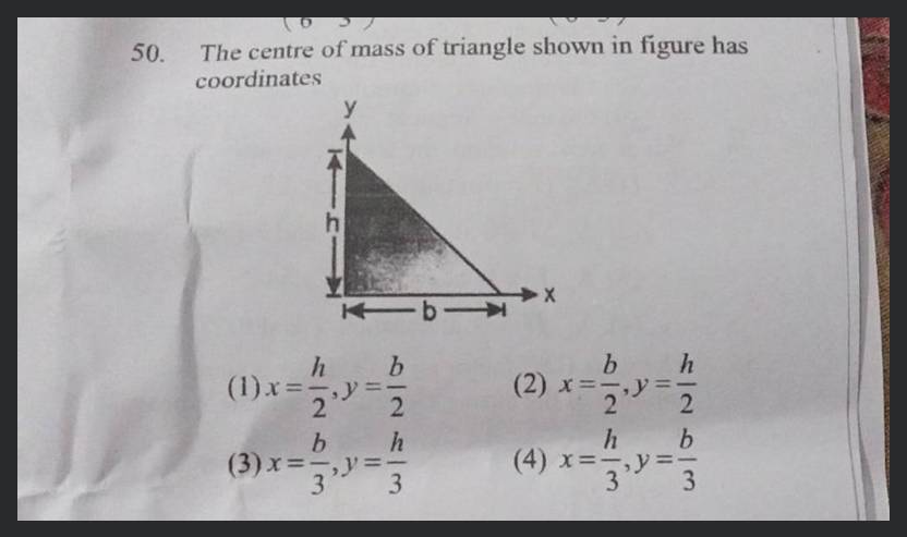 The center of mass of the triangle shown in the figure has coordinates