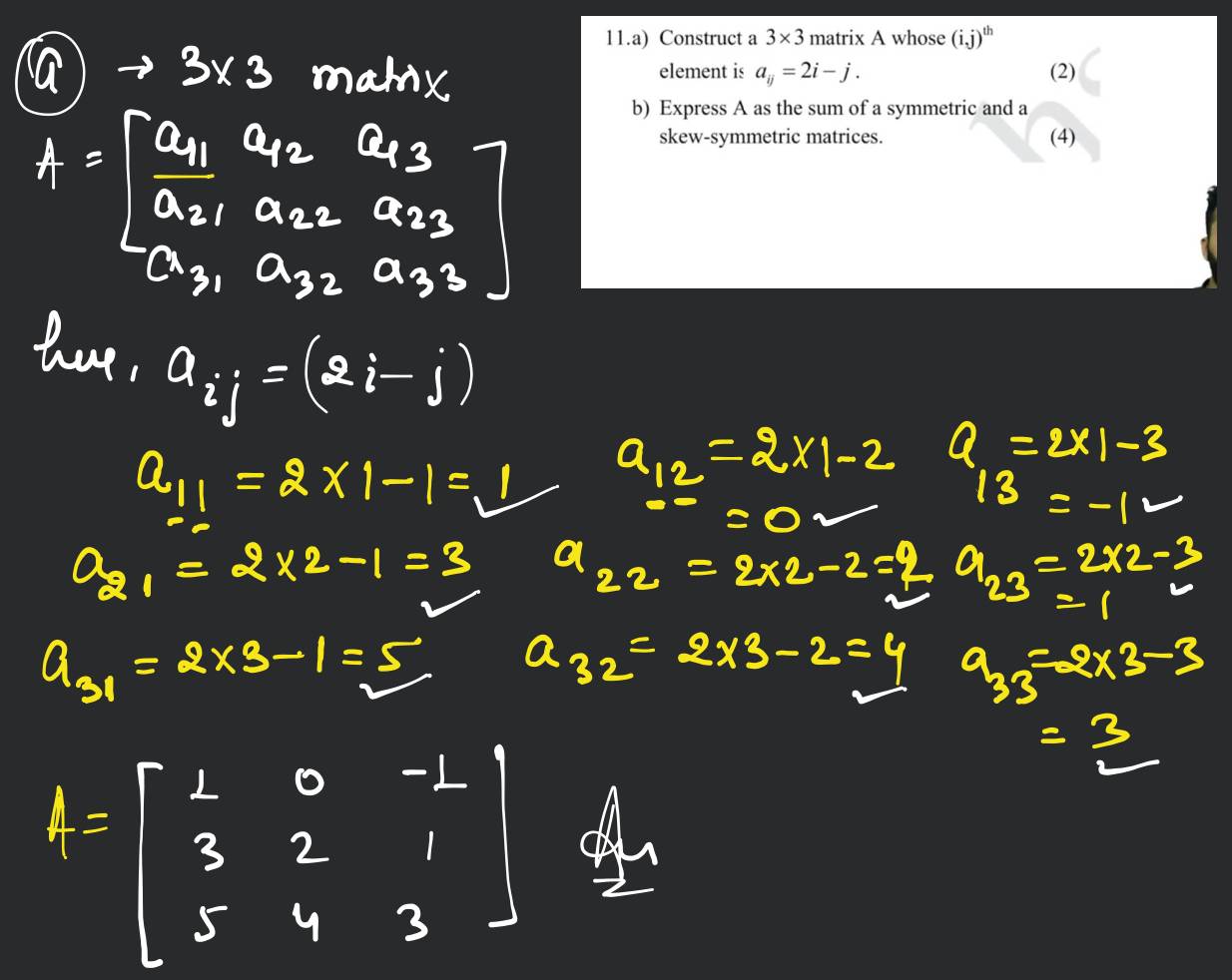 Example 3 - Construct a 3 x 2 matrix aij = 1/2, i - 3j