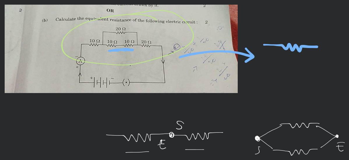 Calculate the equivalent resistance of the following electric circuit